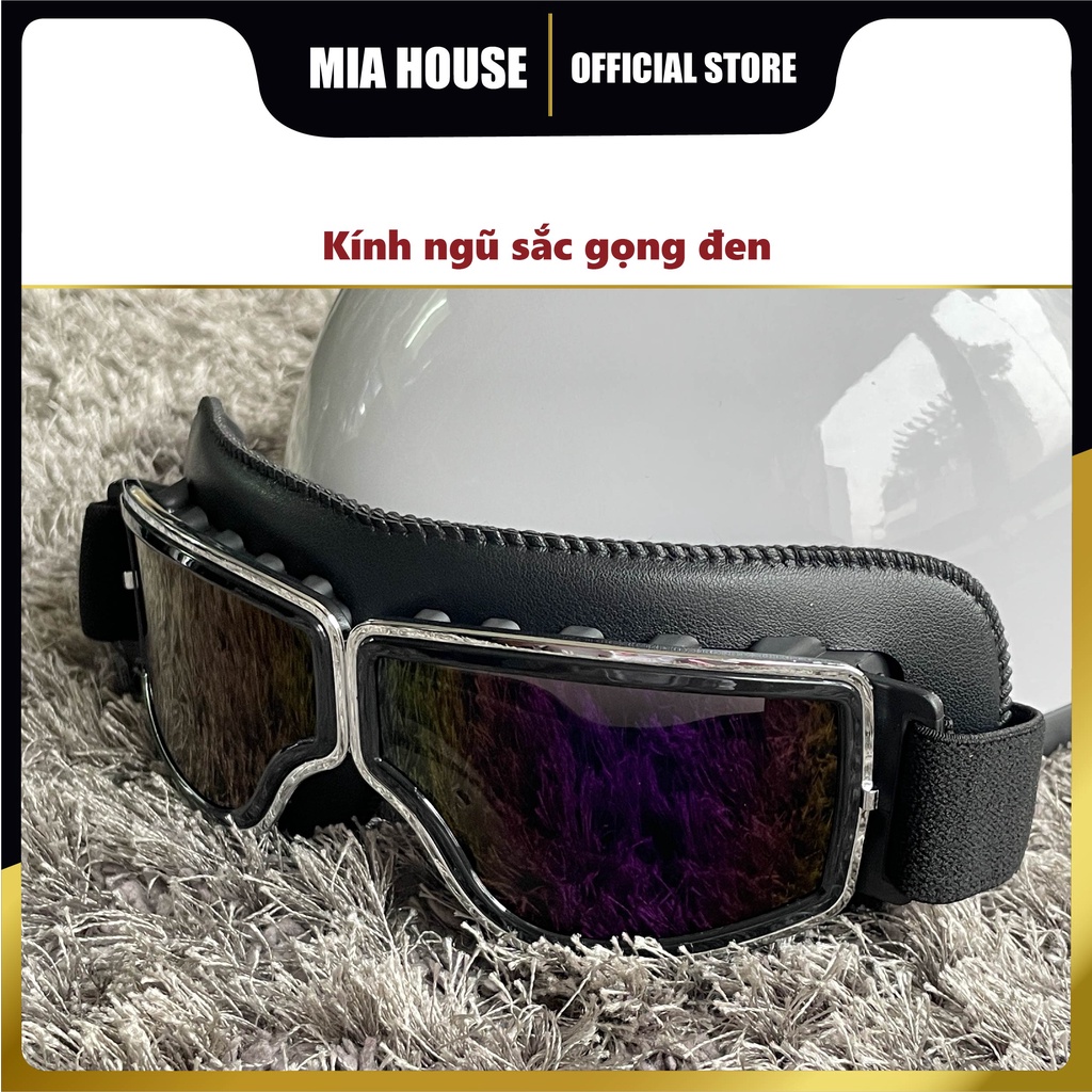 Kính phi công viền da cao cấp gắn mũ bảo hiểm MENGO GD005 gắn nón bảo hiểm nửa đầu, 3 4 - hàng độc trên thị trường