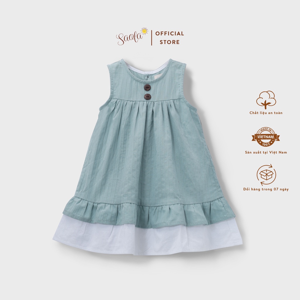 Đầm Bé Gái/ Váy Bé Gái Cộc Tay Cổ Tròn Lai Bèo Hai Tầng Thoáng Mát - ZOE DRESS - DRC015 - SAOLA KIDS CLOTHING