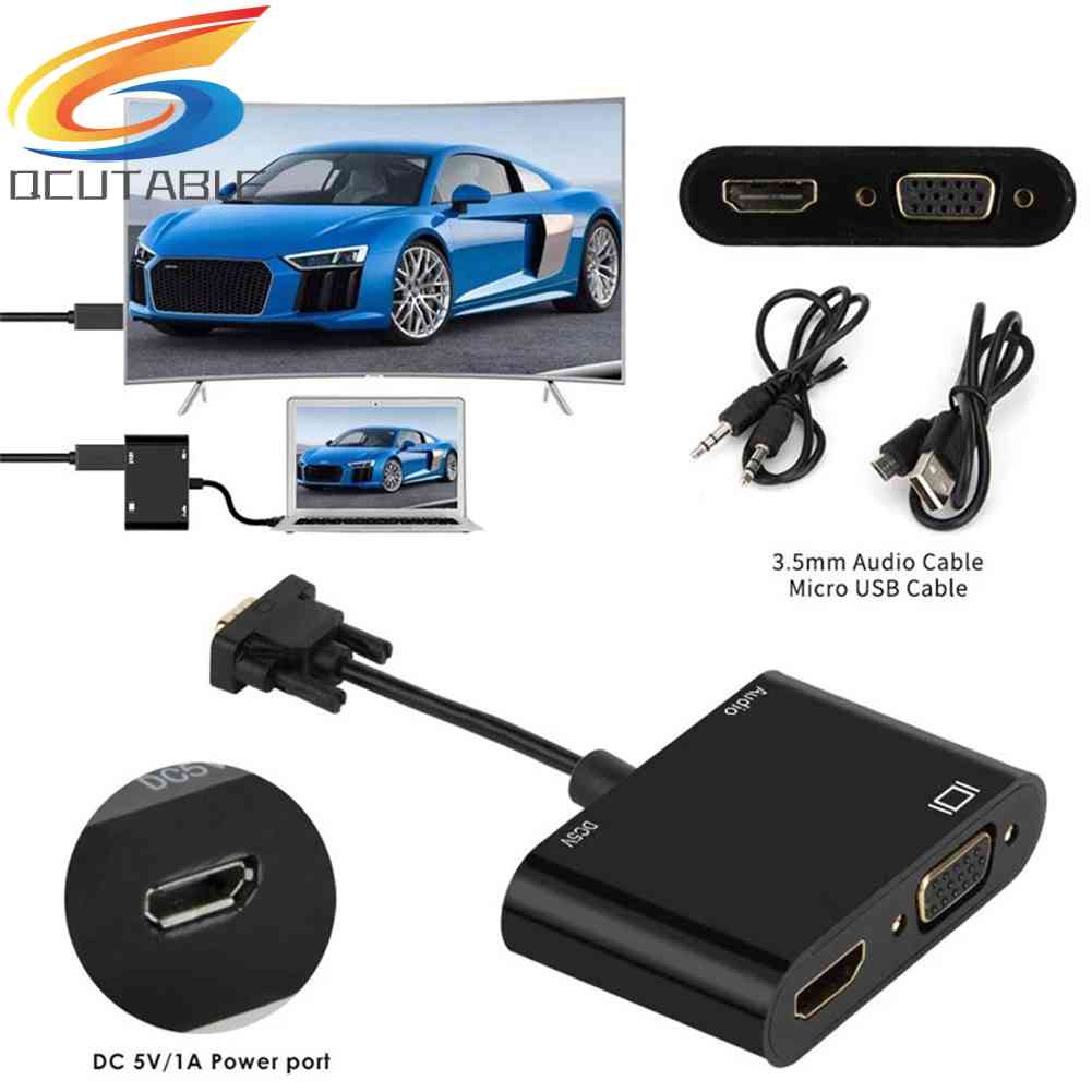 Bộ ChuyểN ĐổI 3 Trong 1 VGA Sang HDMI + GiắC Âm Thanh 3.5mm + VGA