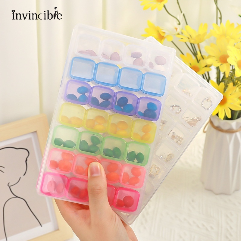 Hộp nhựa 28 ngăn trong suốt chuyên dùng đựng trang sức đa năng tiện lợi