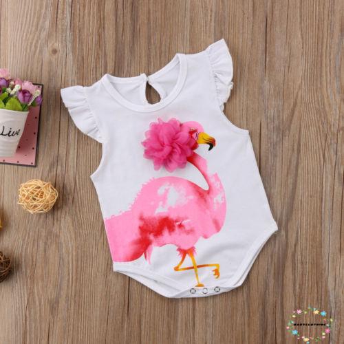 ღWSVღNewborn Baby Girls Flamingos Bodysuit Romper Outfits Clothes Sunsuit