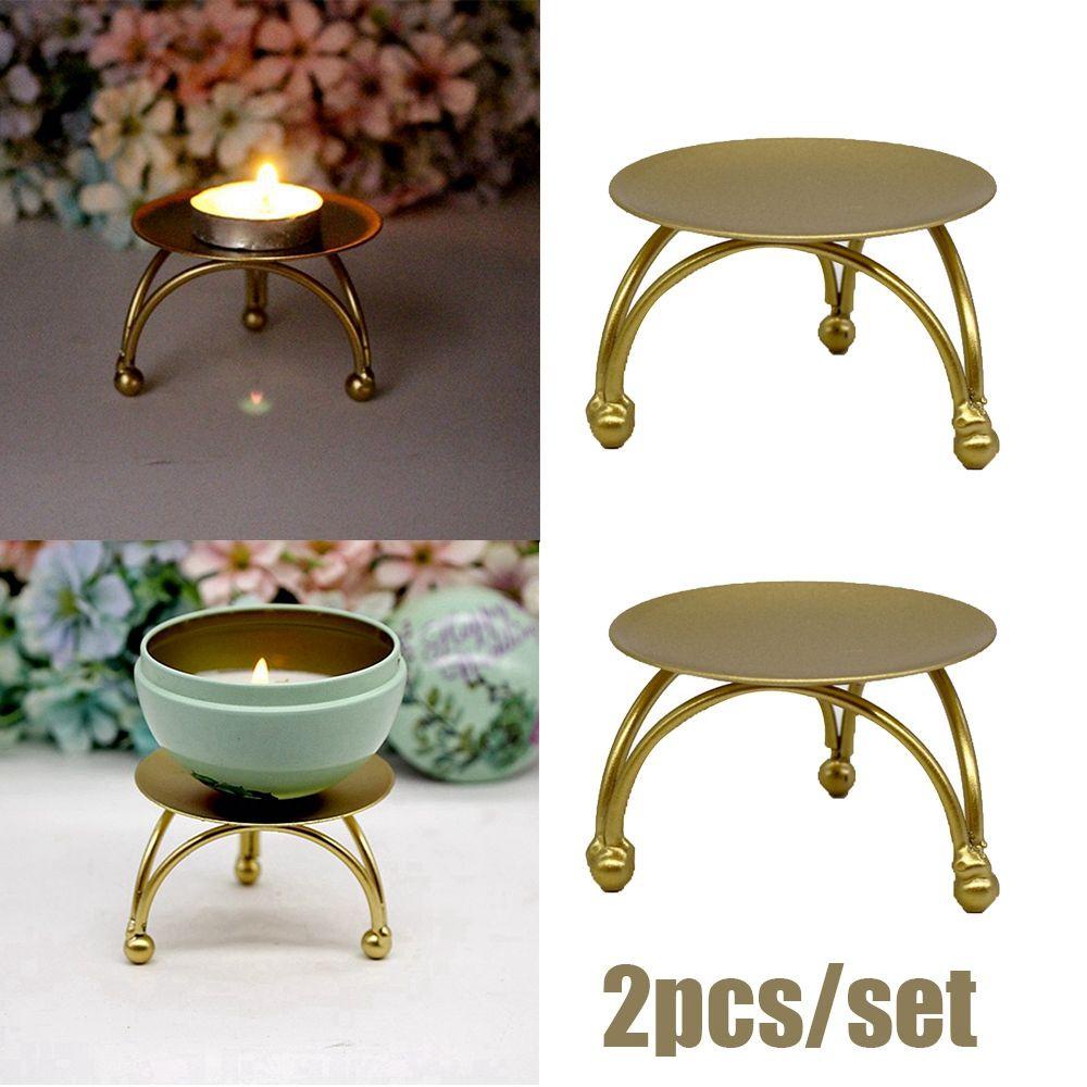 Chân Nến Hình Tròn Nhỏ Bằng Sắt Màu Ngà Trang Trí Nhà Cửa / Tiệc Cưới