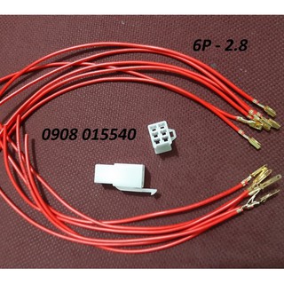 Jack nhựa xe máy 6P bấm Cos 2.8mm & dây điện sẵn (15cm)