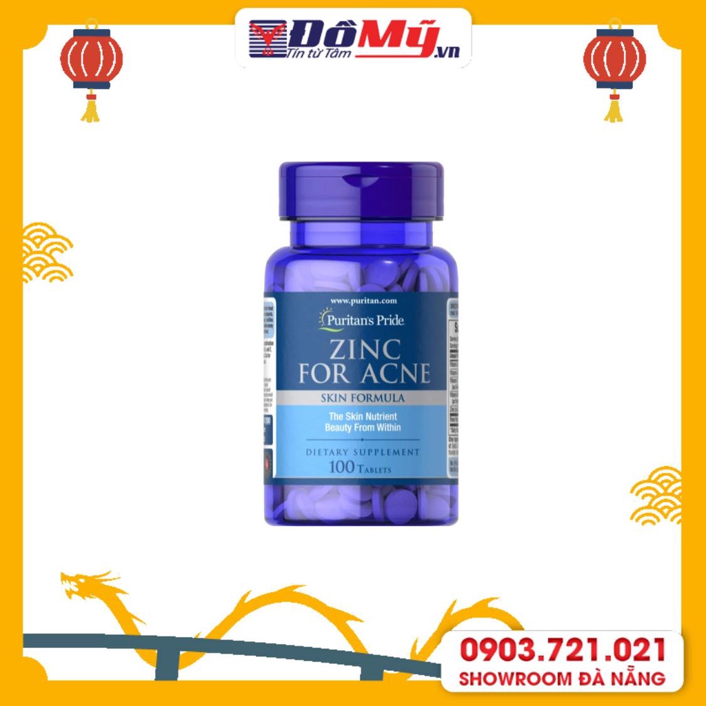 Viên uống bổ sung kẽm giảm mụn Zinc For Acne Puritan's Pride 100 viên.