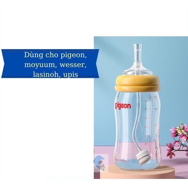 Ống Hút Thay Thế Bình Sữa Cổ Rộng,Cổ Hẹp Có Van Chống Sặc Hút Mọi Tư Thế (thay được Wesser, Pigeon,Lansi, agi...)