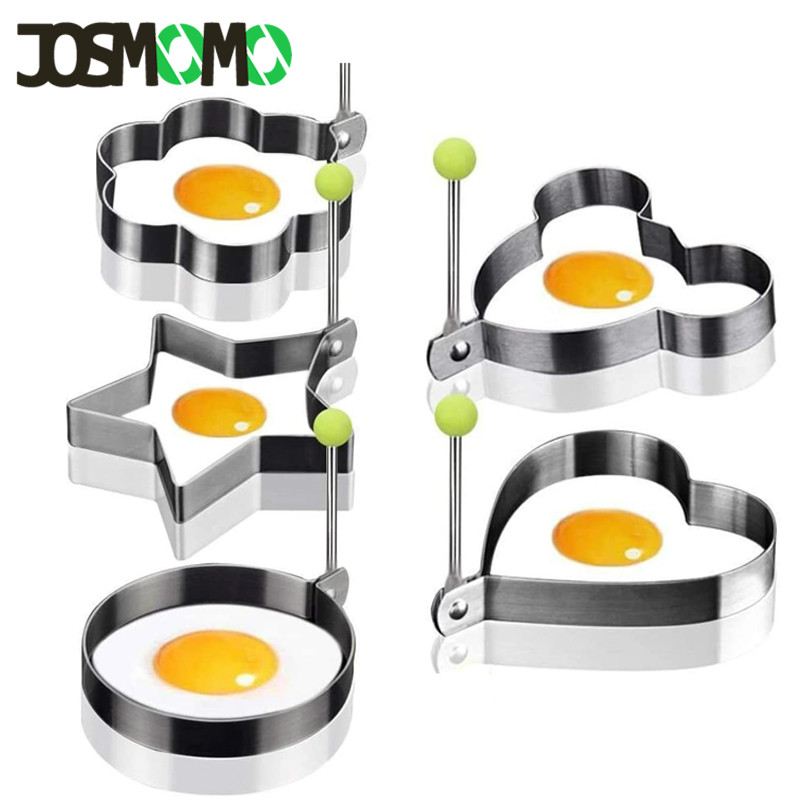 JOSMOMO 4 hình vòng trứng, khuôn tráng trứng inox, khuôn hình tròn tráng trứng chống dính, dụng cụ ốp la inox (dùng để đúc trứng), vòng khay nấu trứng, dụng cụ nấu ăn nhà bếp