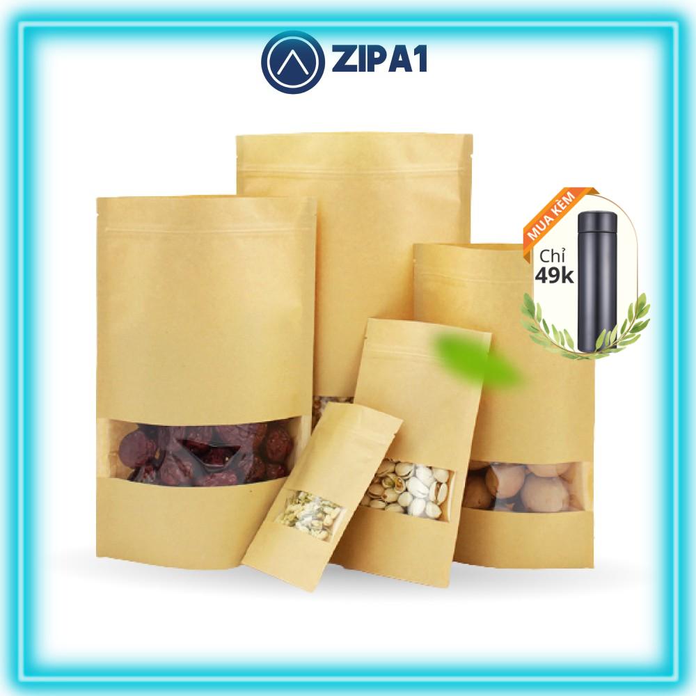 10 Túi zip giấy Kraft đáy đứng có phủ nilong bên ngoài - Túi zip Kraft Zip A1 - A1011