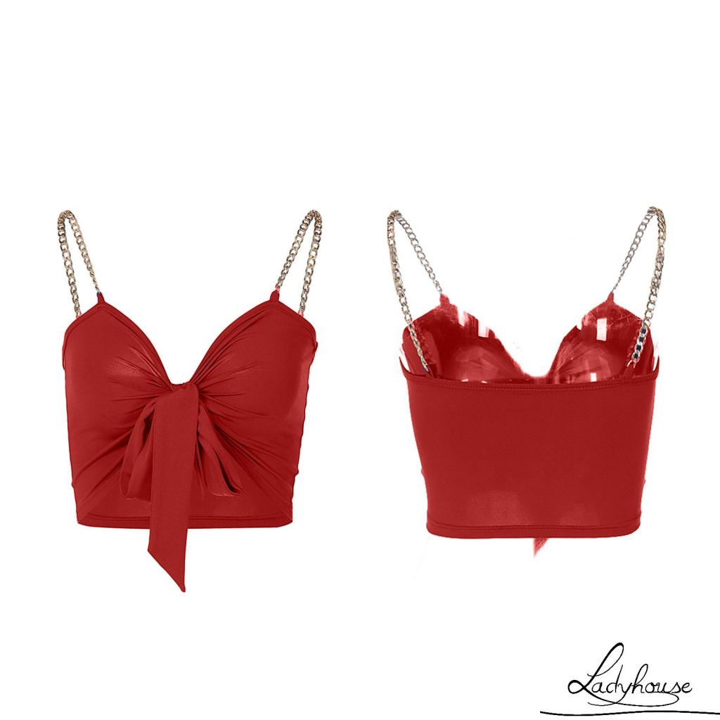 Áo Croptop Hai Dây Cổ Chữ V Gợi Cảm Cho Nữ