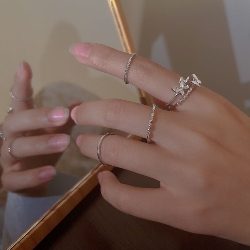 Nhẫn hở điều chỉnh bươm bướm siêu cổ tích 19A1549 dễ phối phong cách punk hiphop Hàn Quốc