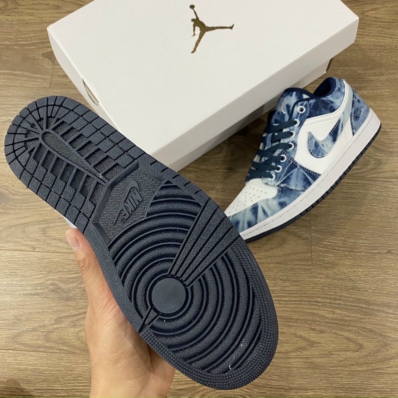 [SIÊU PHẨM ] JORDAN 1 LOW RIN BLUE Giày thể thao JD vải bò Ảnh thật freeship