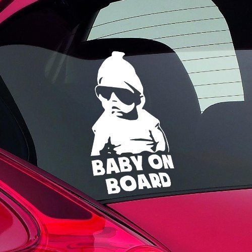 Đề can dán trang trí xe ô tô hình em bé và chữ Baby on Board