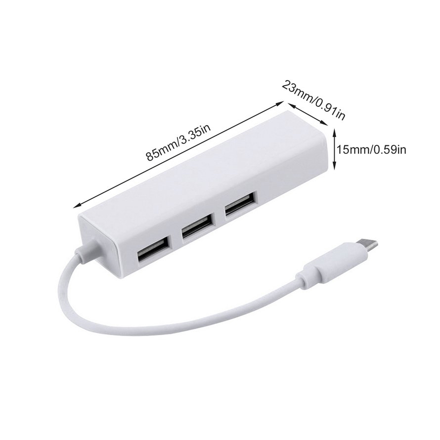 USB 3.1 Type C USB-C Multiple 3 Ports Hub with Ethernet Network LAN Adapter