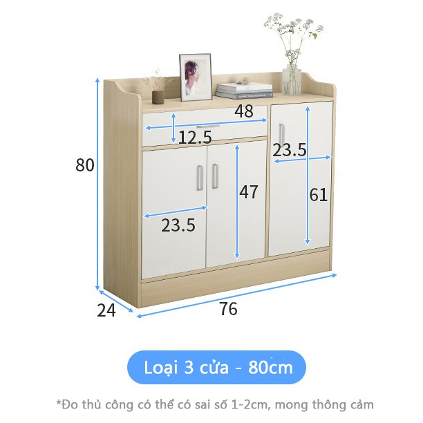 Tủ giày dung lượng lớn có ngăn kéo màu gỗ be sáng phối trắng nhiều ngăn đựng đồ FU154W