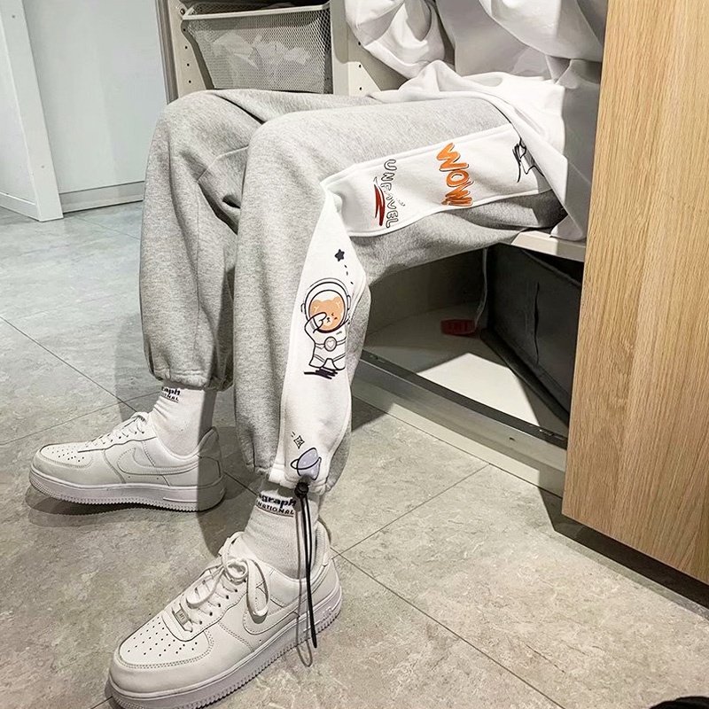 Quần baggy in họa tiết hoạt hình phong cách Hàn Quốc thời trang cho nam