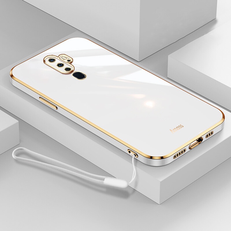 Ốp Điện Thoại Silicon Mạ Viền Sang Trọng Kèm Dây Đeo Cho OPPO A9 2020 A5 2020 A11 A11X