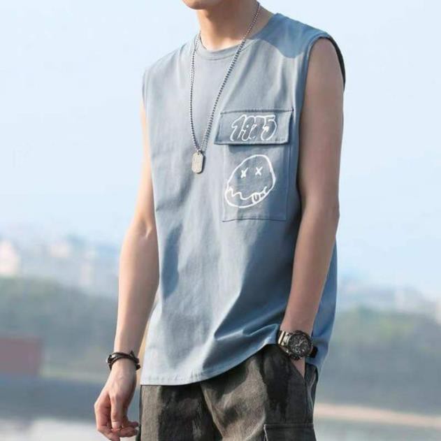 Áo thun ba lỗ nam đẹp in 1975 trên nắp túi, áo tanktop thun cotton co dãn 4 chiều sang xịn mịn ulzzang | BigBuy360 - bigbuy360.vn