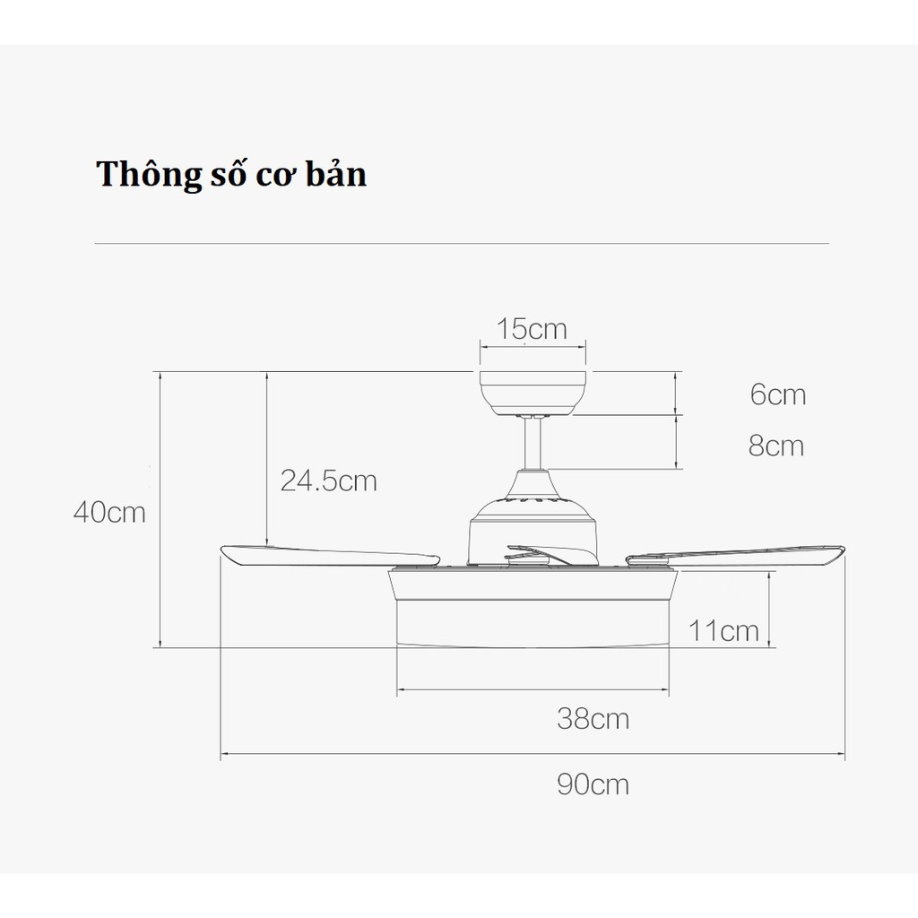 Quạt trần kèm đèn LED thông minh Xiaomi Yeelight YLFD02YL (kết nối Mihome, tổng công suất 81W)