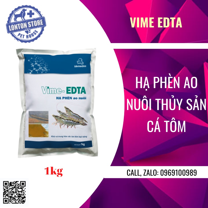 VEMEDIM Vime-EDTA dùng trung hòa các ion kim loại nặng ao nuôi tôm, gói 1kg- Lonton store