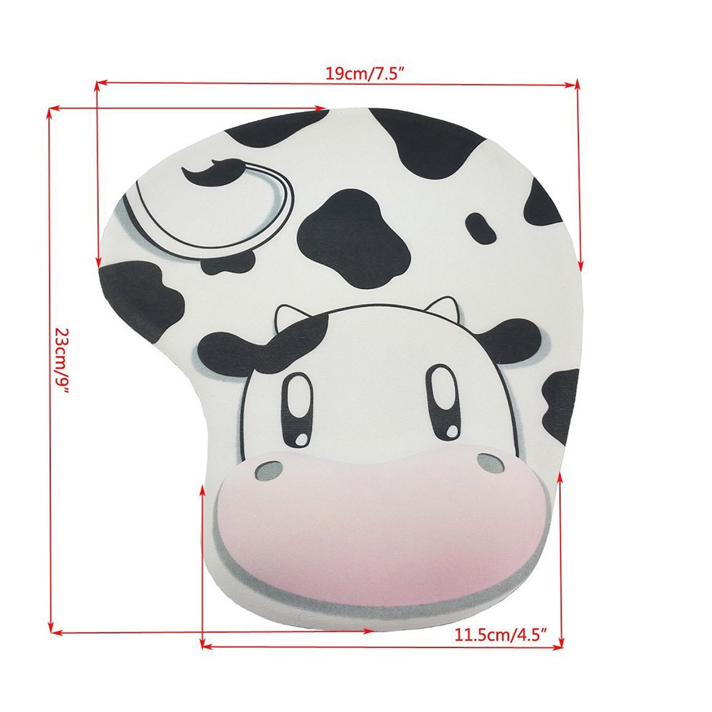 Tấm lót chuột chống trượt hình bò sữa dễ thương và hỗ trợ cổ tay cho Macbook Laptop | WebRaoVat - webraovat.net.vn