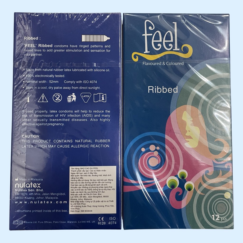 Bao cao su Feel Ribbed siêu mỏng giúp kéo dài thời gian quan hệ lâu 12 chiếc