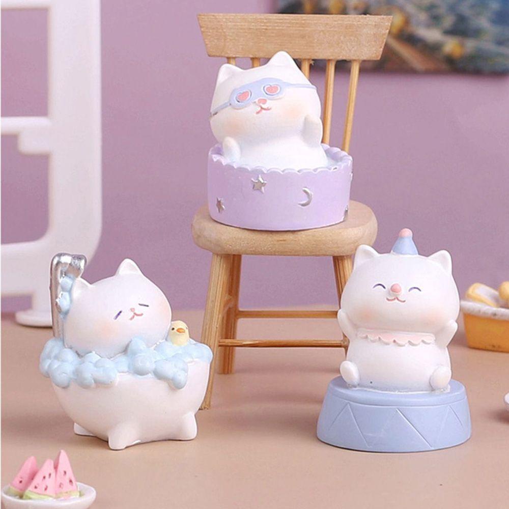 1 Đồ trang trí Chú Mèo Bằng Nhựa Resin 3cm Trang Trí Nhà Cửa / Quà Tặng Cho Bé
