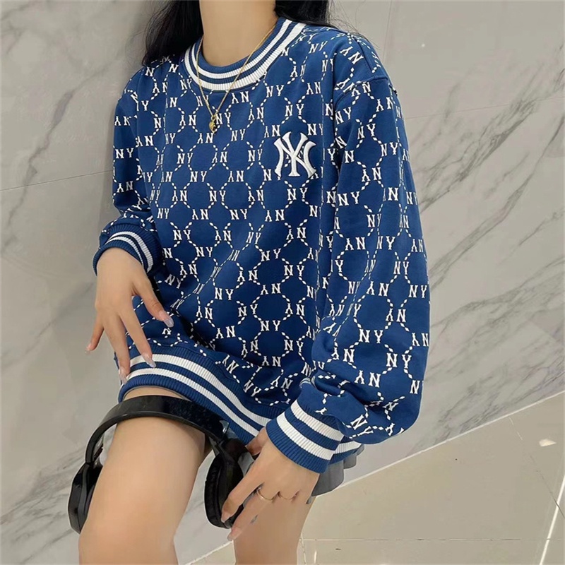 Áo Hoodie Thể Thao Cotton Nguyên Chất Thêu Logo MLB NY Thời Trang Cho Nam Và Nữ