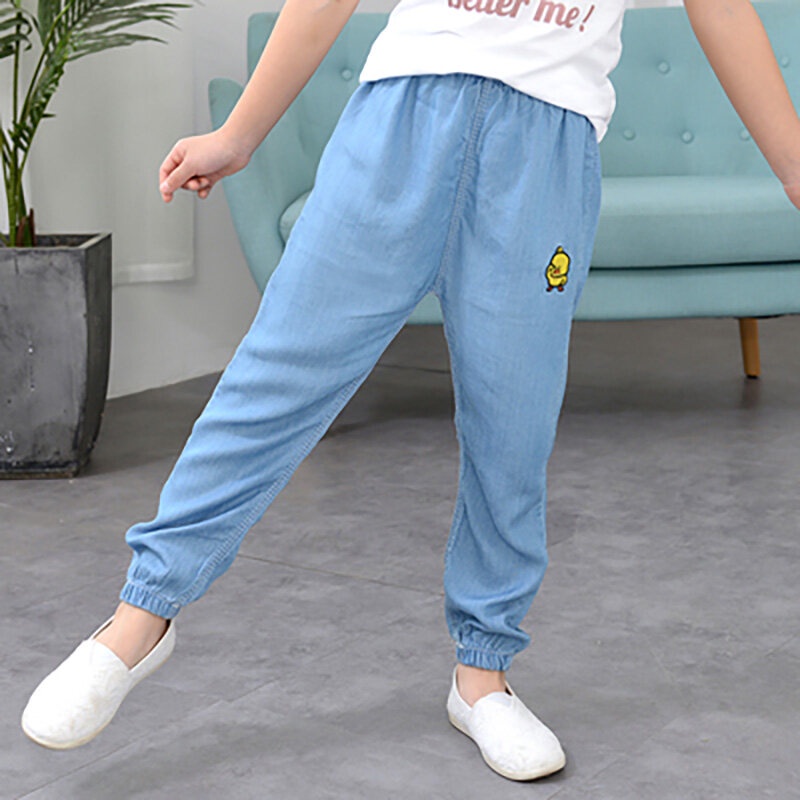 Quần Denim Cotton Mỏng Thời Trang Mùa Hè Dành Cho Trẻ 3-8 Tuổi