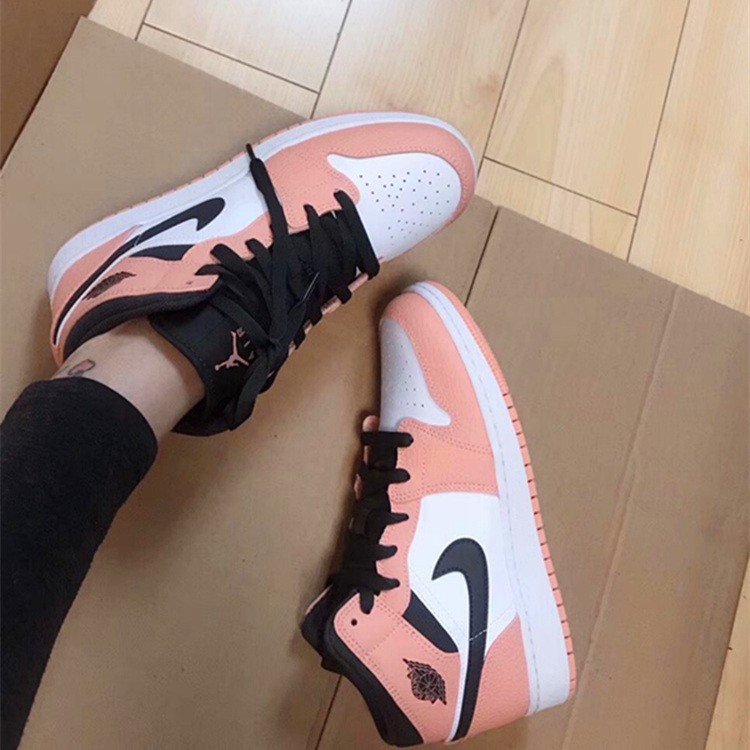 [Discount]AIR JORDAN 1 AJ1 MID Pink Quartz Zhongbang Black and White Powder Pink Toe High-top Women's Basketball Shoes 555112-603