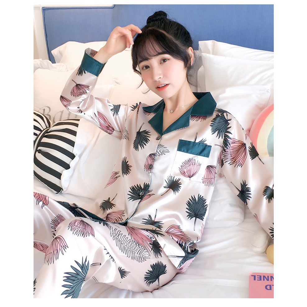 Đồ Bộ Pijama Lụa Mềm Mịn Dài Tay QCCC