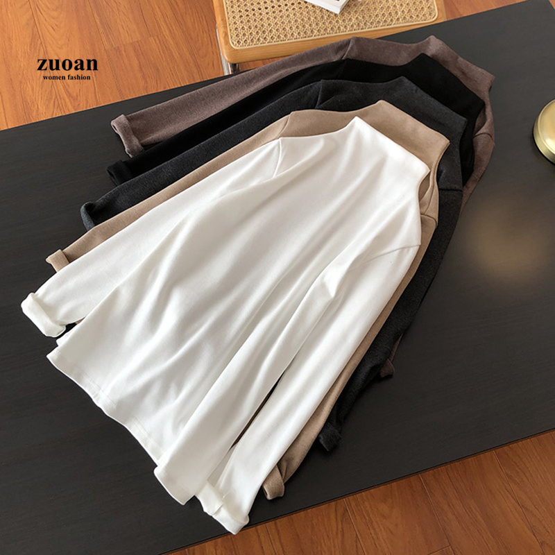 SUXI Áo sweater dài tay màu trơn thời trang mùa thu cho nữ