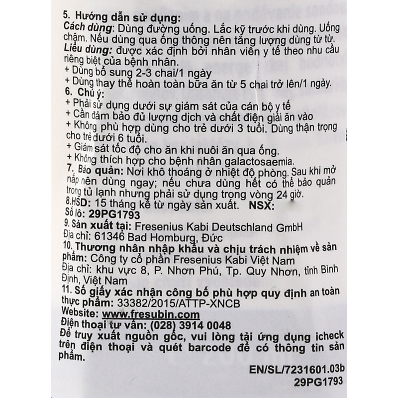 Sữa Fresubin Renal Cho người bênh thận