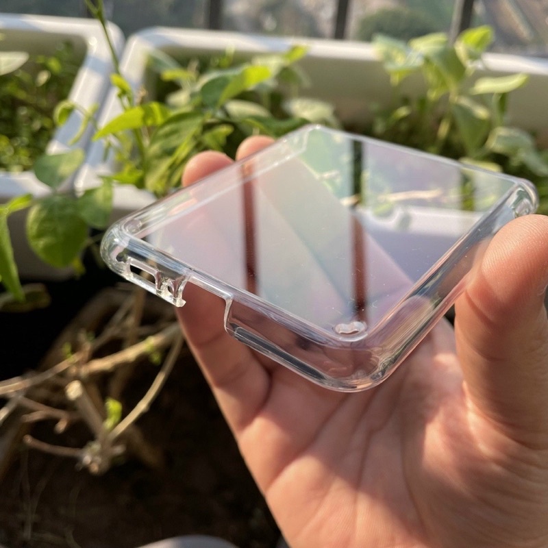 Ốp lưng trong cứng cho Samsung Z Flip gờ cao 4 góc chống sốc trong suốt