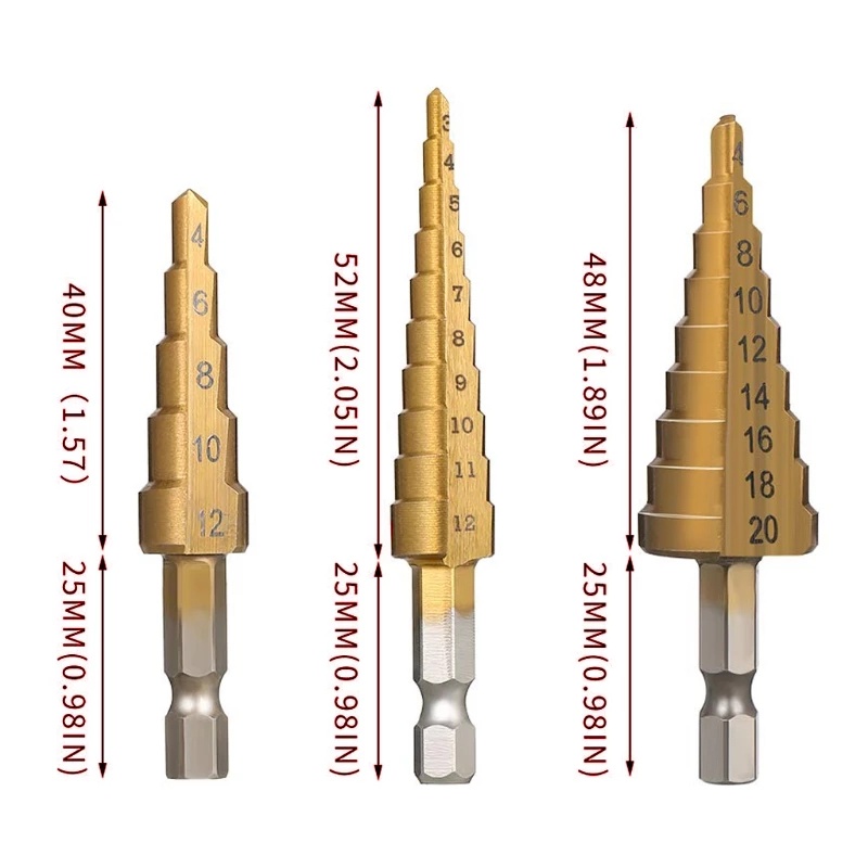 Mũi Khoan Hình Lục Giác Mạ Titan 3-12 / 4-12 / 4-20mm