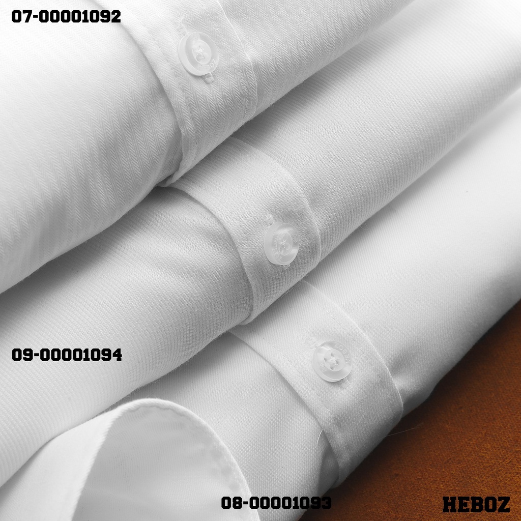Áo sơ mi trắng nam Heboz 07, áo với chất vải cotton gân dọc cao cấp, chuẩn form slimfit - 00001092