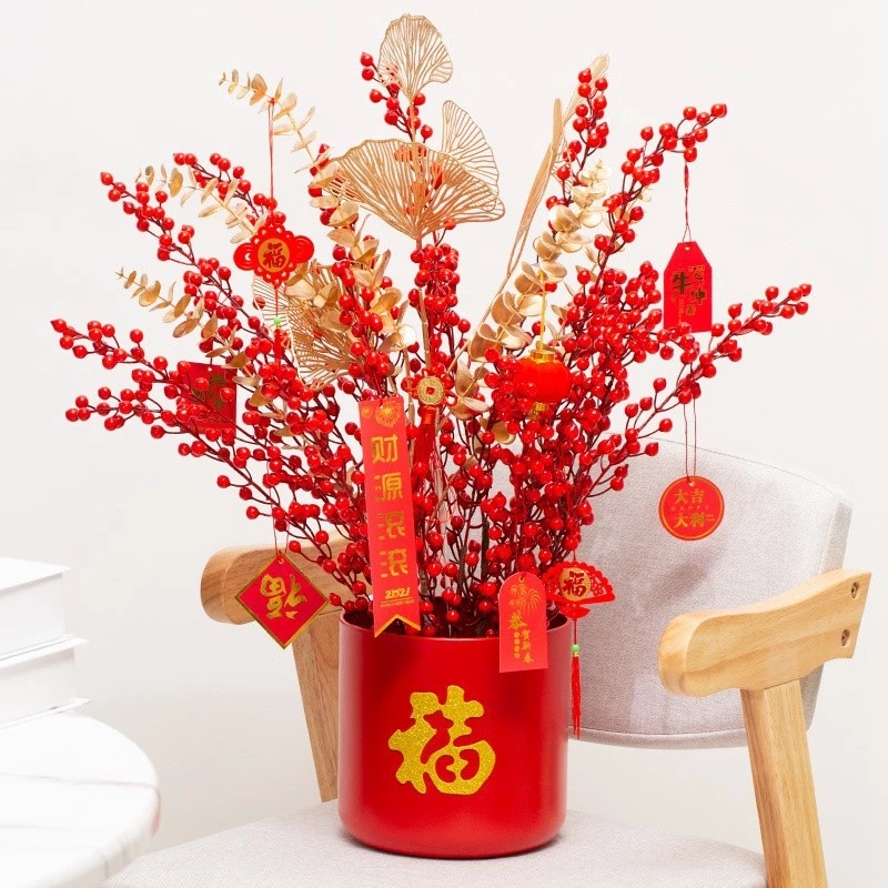 Cành quả mọng giả cắm hoa trang trí bữa tiệc/lễ hội mùa xuân cho gia đình