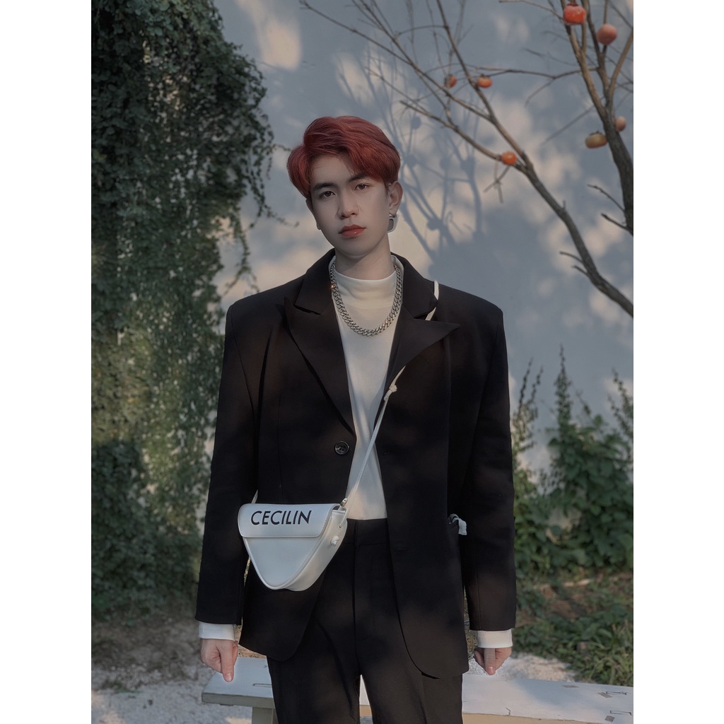 Ảnh thật+Feedback Bộ áo vest nam Hàn Quốc cách điệu ve cổ độn vai cá tính