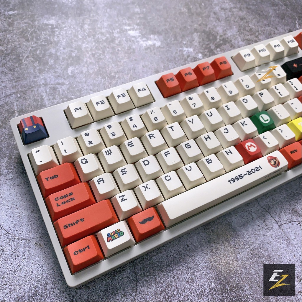 Keycap Cho Bàn Phím Cơ Retro Mario Thick PBT, In Dyesub 120 Phím Cherry Profile Của EZ