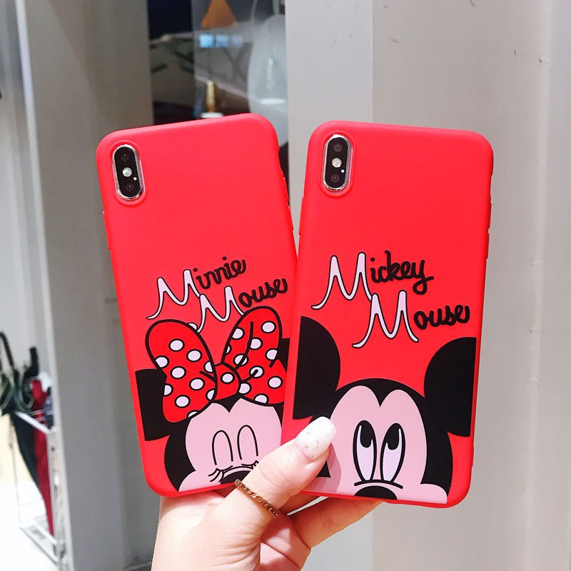 OPPO A3S A5S A7 F11 F9 R17 Pro F7 F5 A83 A79 A59 F1S A37 R15 Mickey Minnie Mouse Soft TPU Red Phone Casingvỏ điện thoại