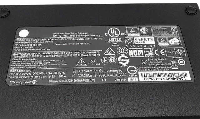 Sạc Laptop HP 200W 19.5V – 10.3A Slim Đầu Kim Lớn