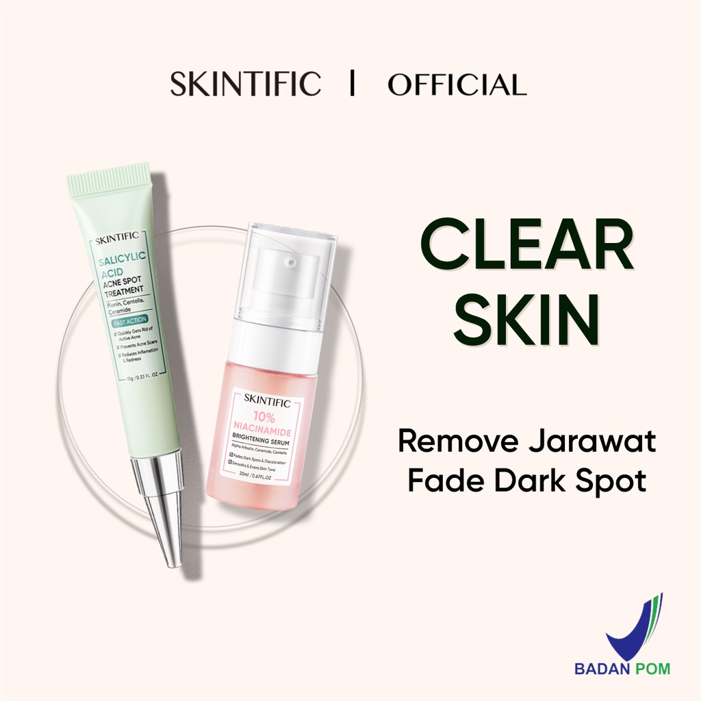 SKINTIFIC - Acne Set / Salicylic Acid Acne Gel 10g Loại bỏ mụn nhanh chóng mà & Serum làm trắng chứa 10% Niacinamide