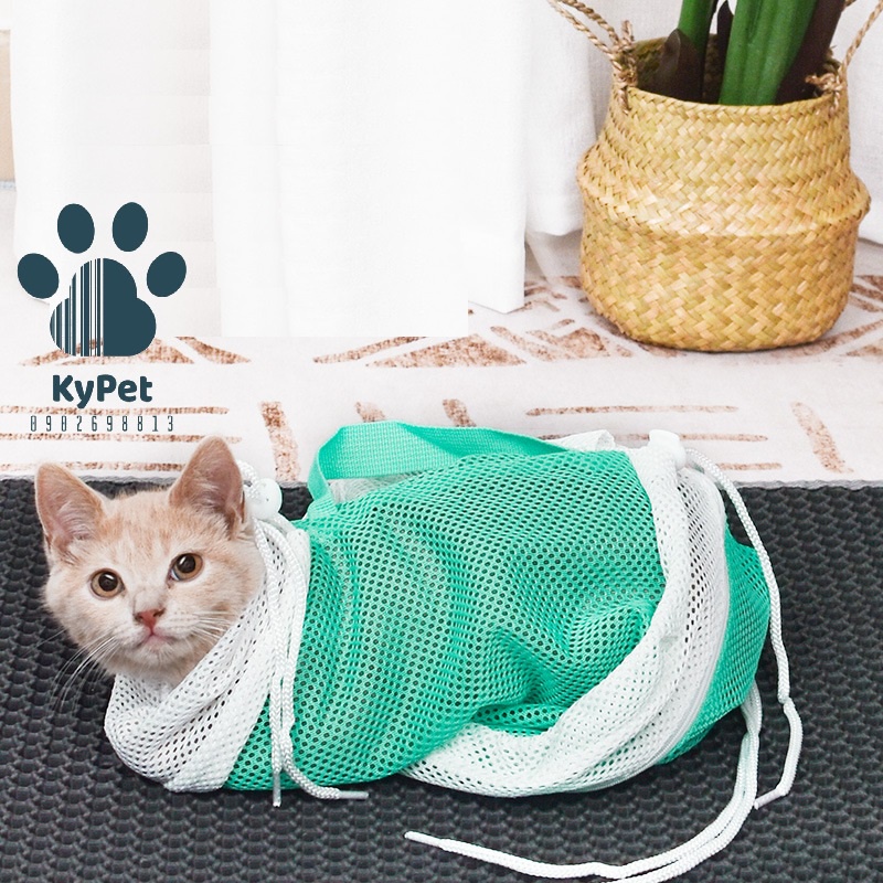 TÚI LƯỚI TẮM CHO MÈO CÓ KHÓA ĐIỀU CHỈNH KÍCH CỠ PHÙ HỢP Pet Grooming Bag