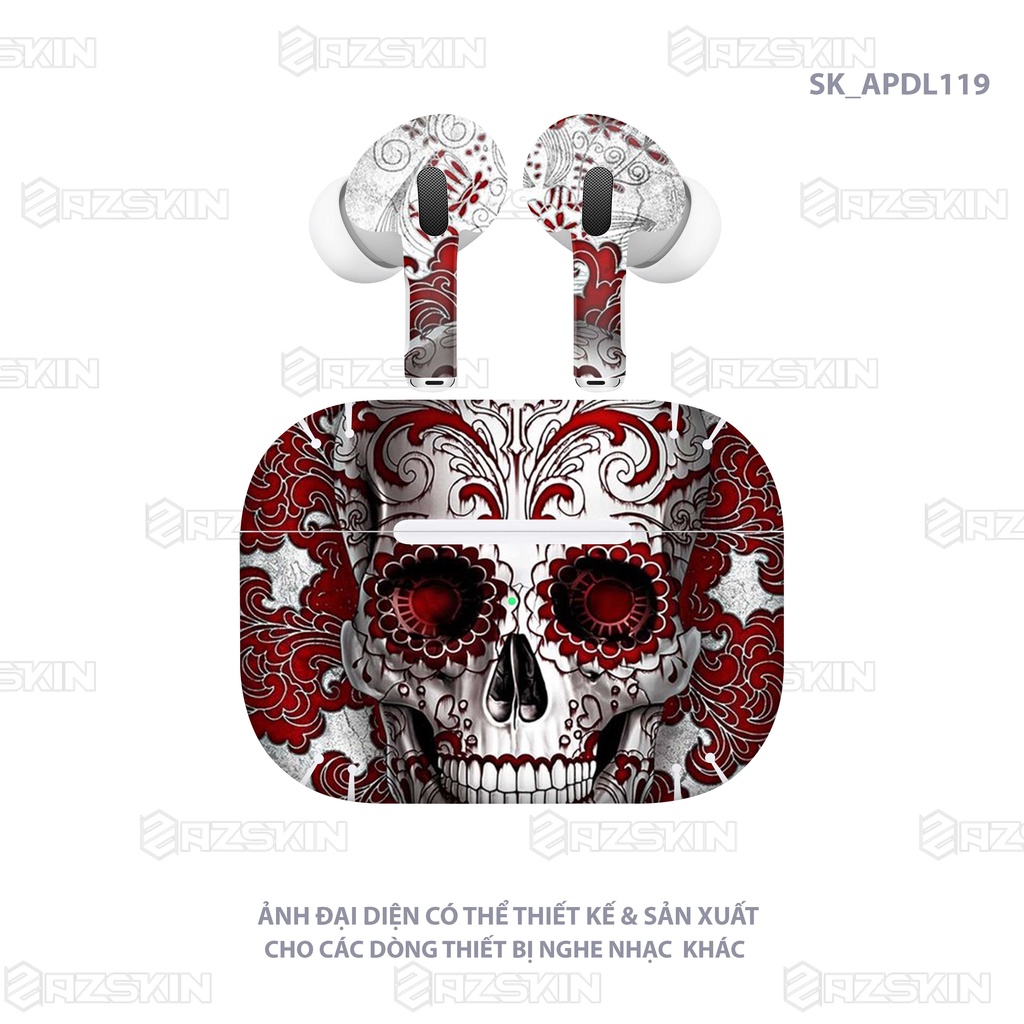 Miếng Dán Skin Airpod 1/2/Pro Thiết Kế Hình Skull |SK_APDL119| Cắt Sẵn Khuôn Chuẩn Kích Thước, Tự Dán Dễ Tại Nhà