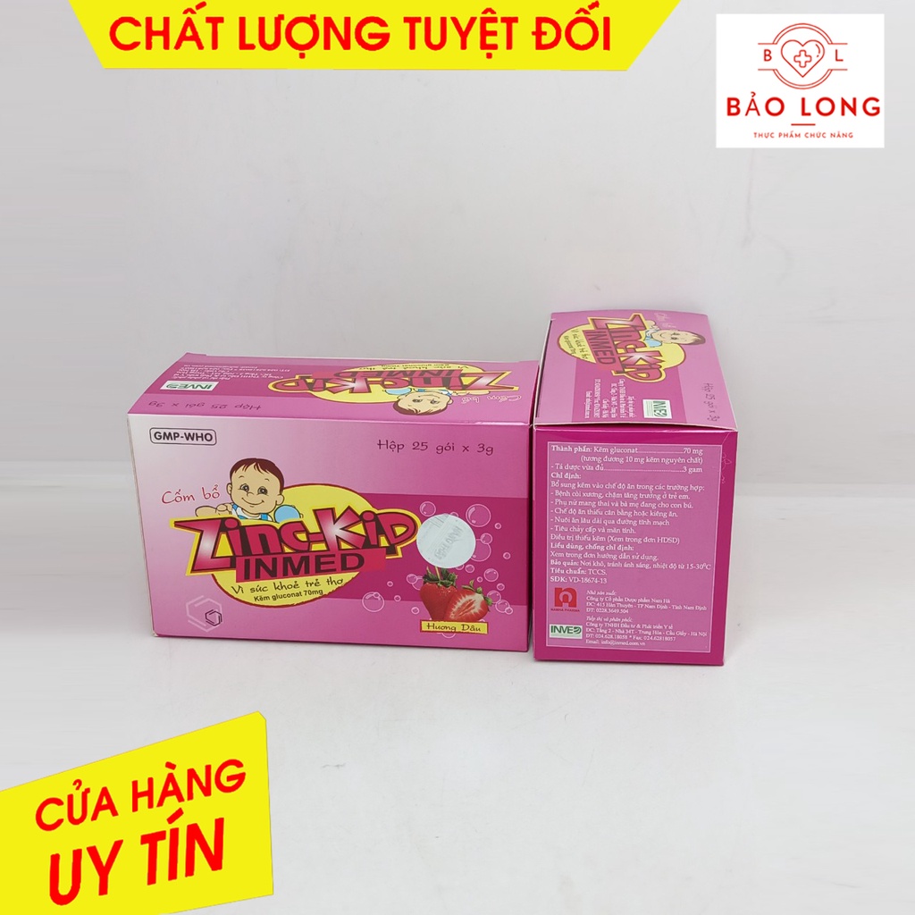 Cốm bổ sung kẽm cho trẻ em Zinc-Kid Inmed hương Dâu hộp 25 gói