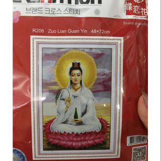 Tranh thêu chữ thập quan thế âm bồ tát kt 48*72cm hình thật