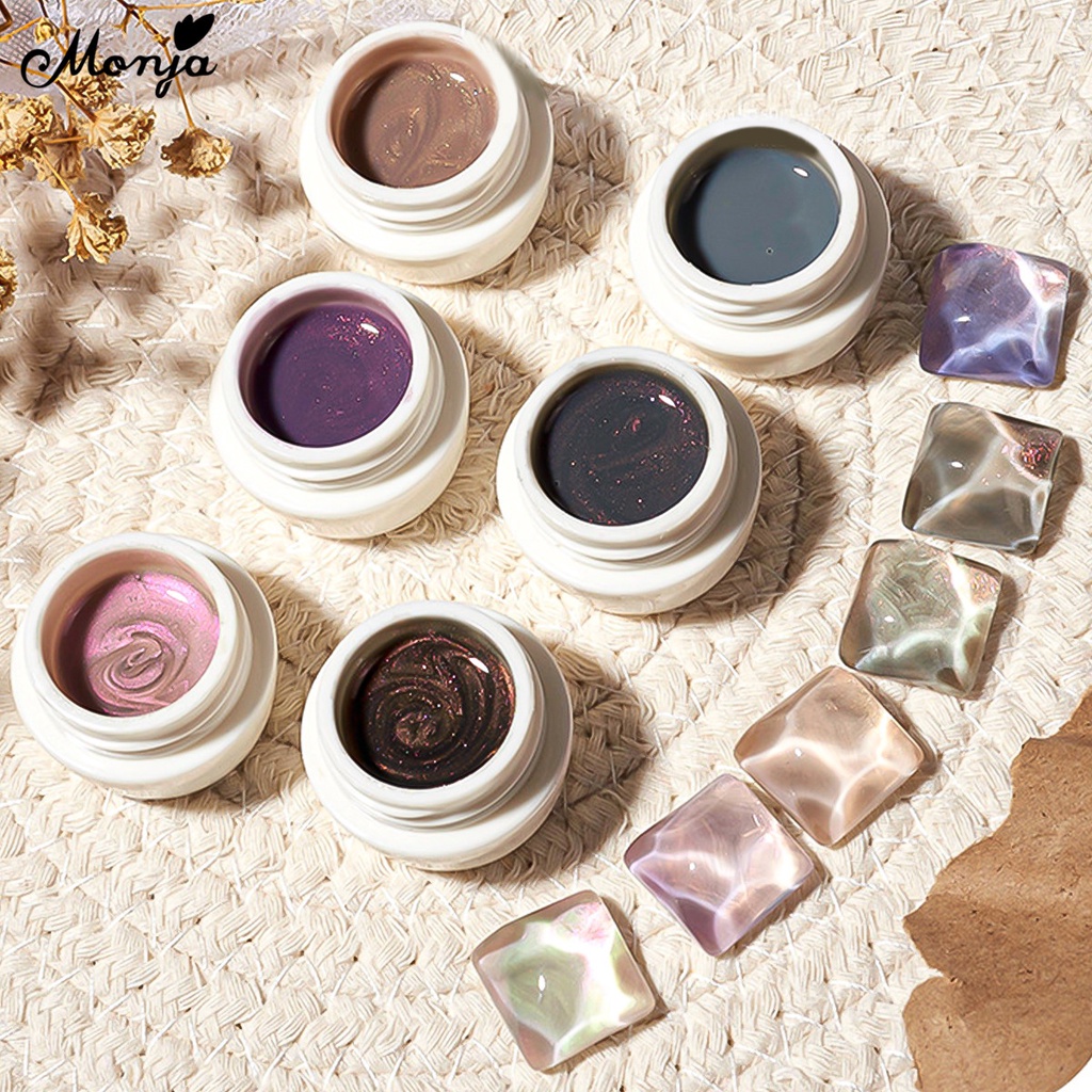 Gel sơn móng tay MONJA DIY 16 màu sắc trơn tùy chọn lấp lánh nhanh khô