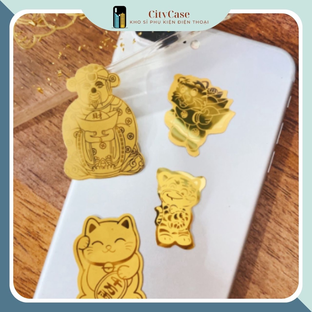 Miếng dán thần tài dát vàng dán điện thoại may mắn - CITYCASE