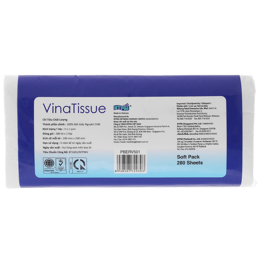 Khăn giấy lụa VinaTissue 2 lớp 280 tờ
