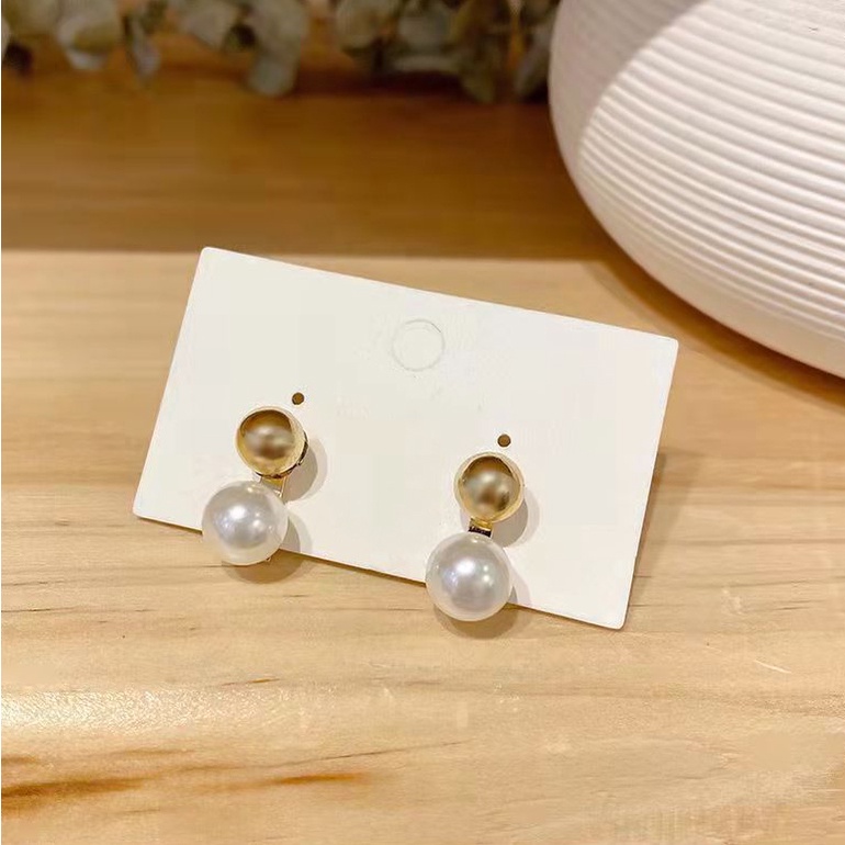 Khuyên tai ngọc trai giả mạ bạc 925 hình tròn thời trang cho nữ