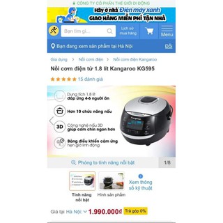 Nồi cơm điện tử 1.8 lít kangaroo kg595
