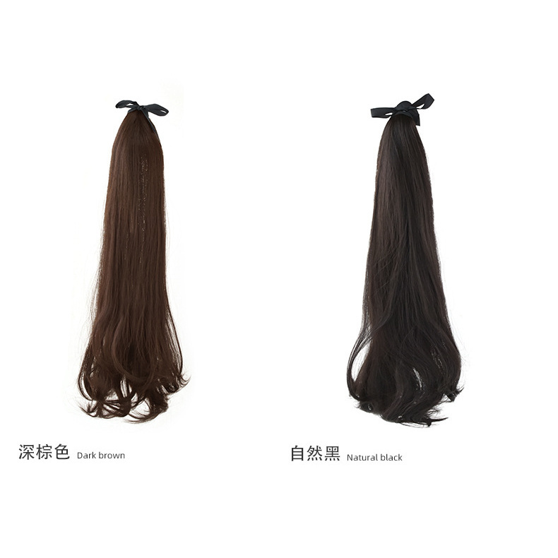 Hot Style Wig Horsetail Female Long Straight Hair Fleecy Tie Belt Type False Braid Lovely Double Horsetail